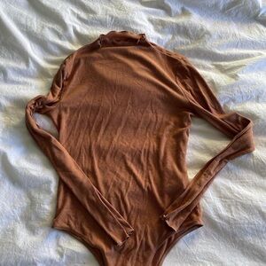 Rust Long Sleeve Ribbed Bodysuit